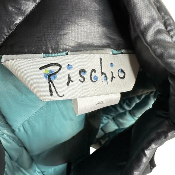 RISCHIO Black Goose Down Puffer Vest Women's Size Large Cozy Puff - Picture 5 of 6